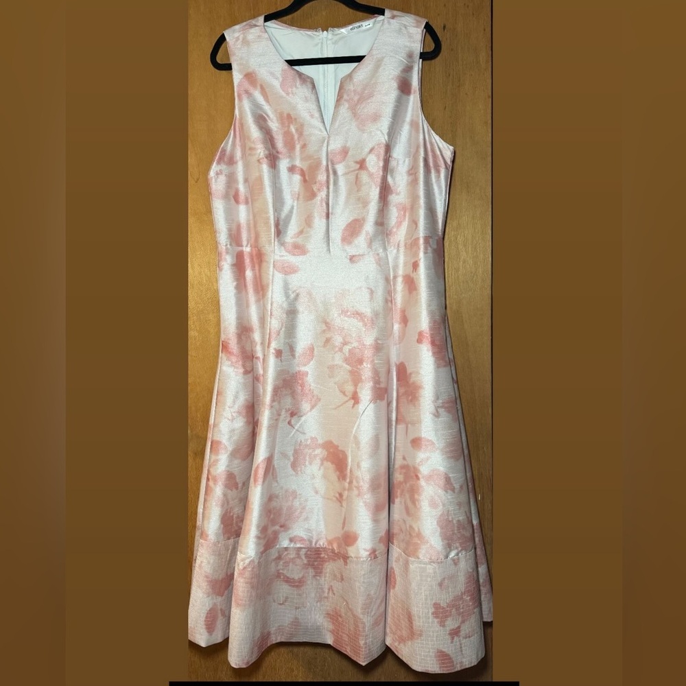 Floral watercolor floral print trapunto hem dupioni dress size 2X